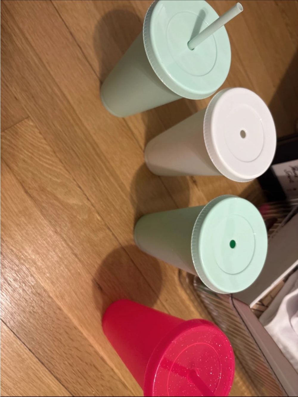 Set of Pink and Mint Reusable Drink Tumblers with Lids